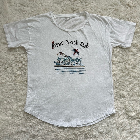 Madewell Top Maui Beach Club Graphic Whisper Cotton Crewneck Tee White S - Picture 3 of 10